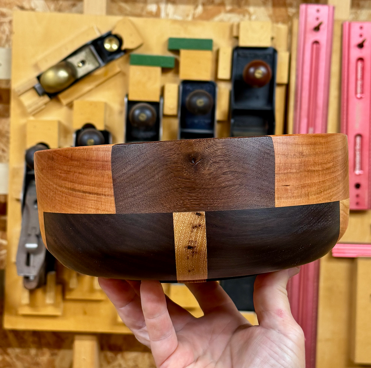 Walnut, Cherry & Hickory Handmade Bowl