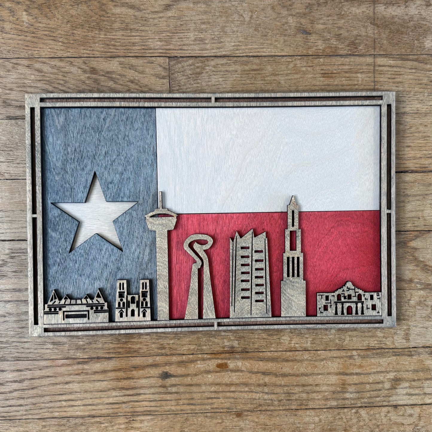 San Antonio Skyline - Texas Flag