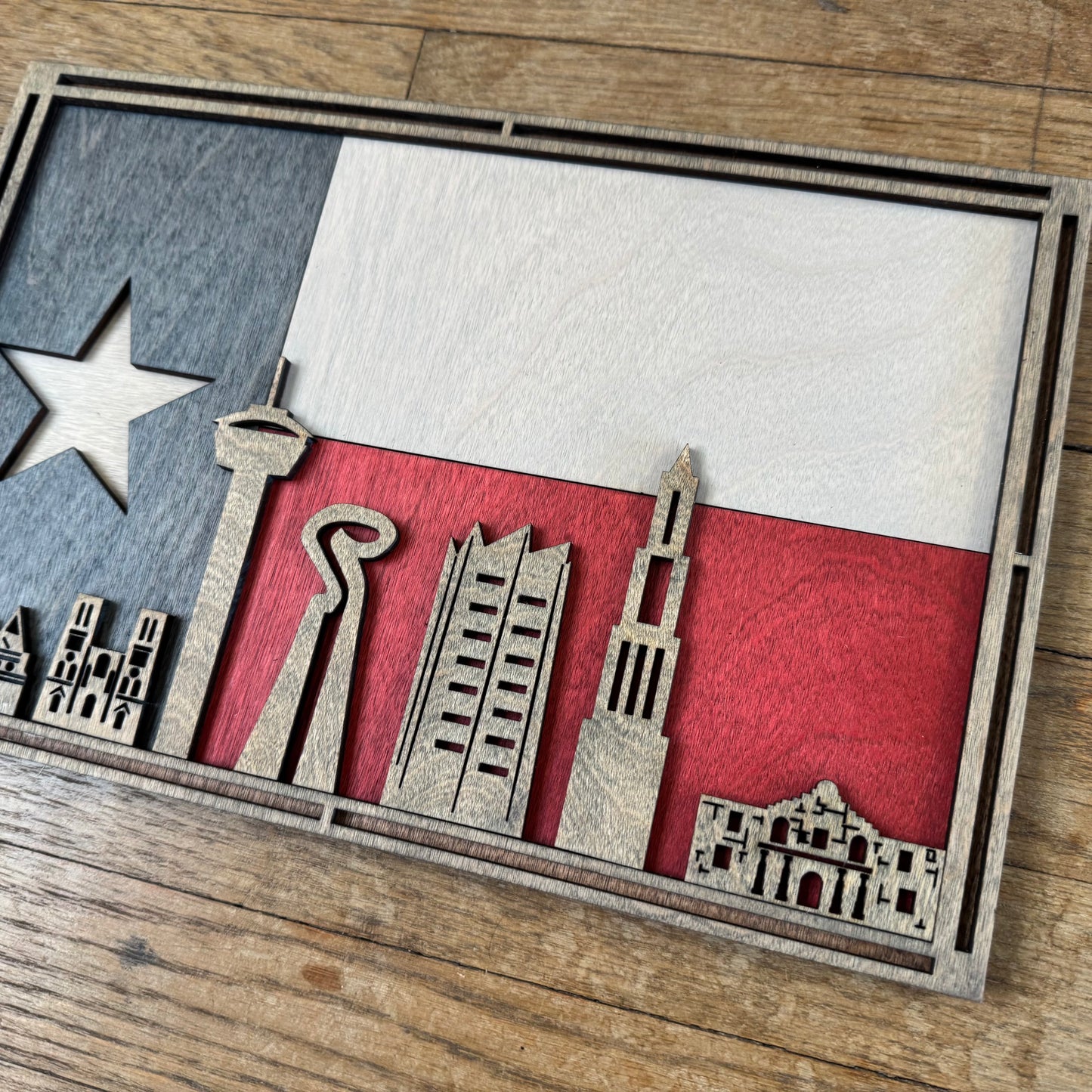 San Antonio Skyline - Texas Flag
