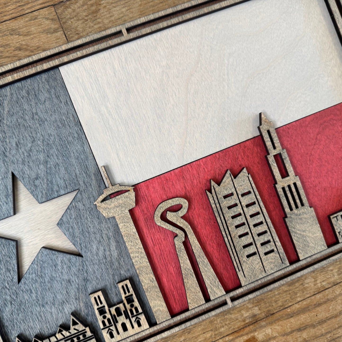 San Antonio Skyline - Texas Flag