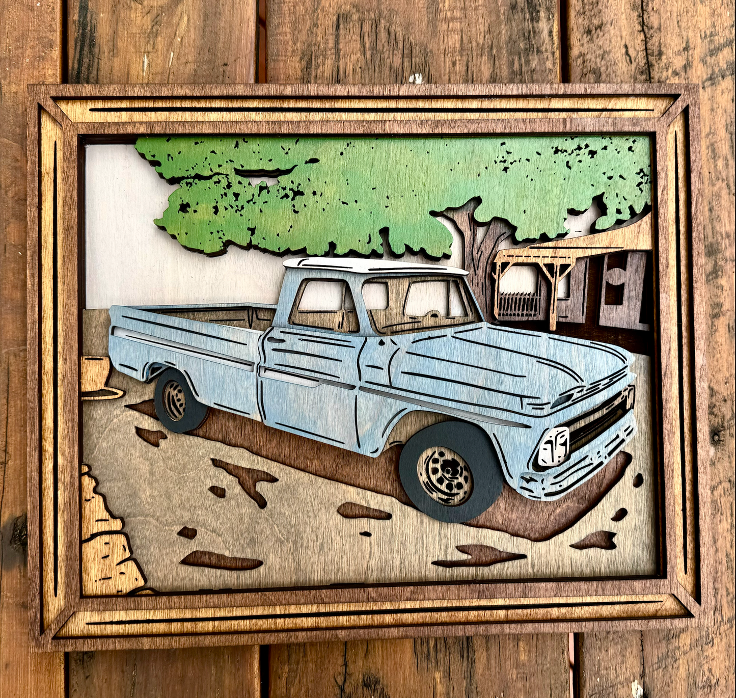 Old School Truck Wood Wall Art