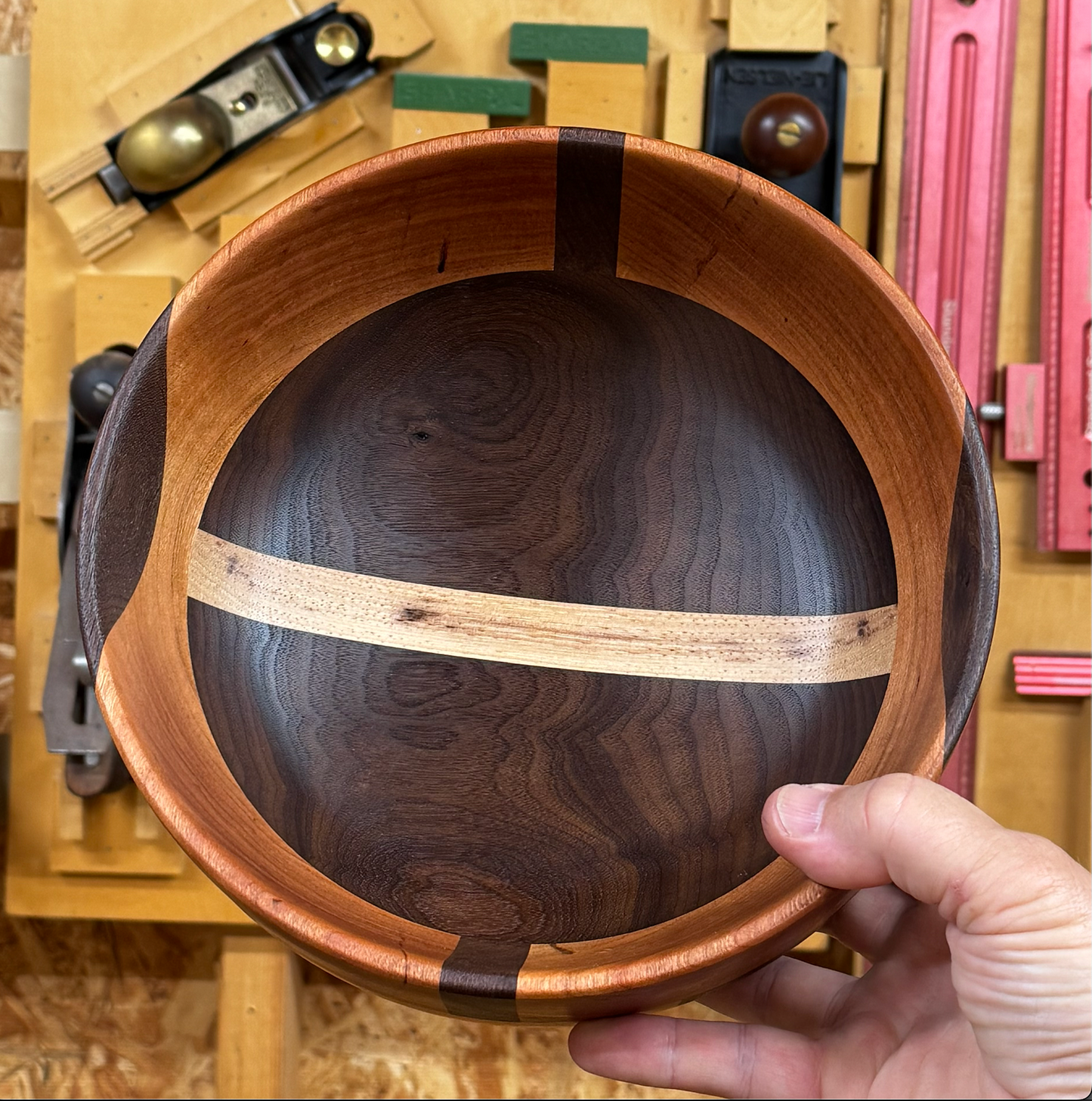 Walnut, Cherry & Hickory Handmade Bowl
