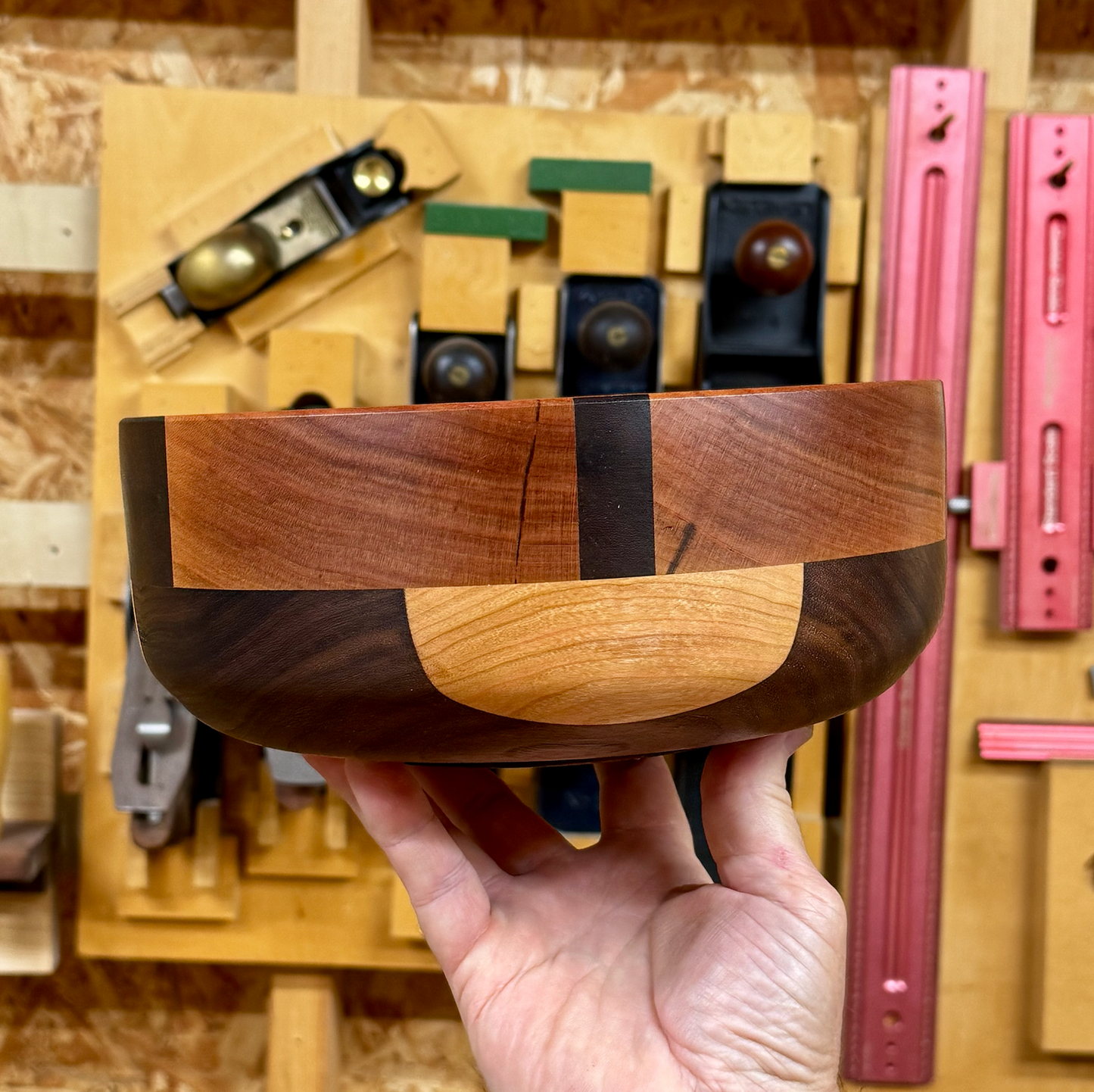 Walnut, Cherry & Hickory Handmade Bowl