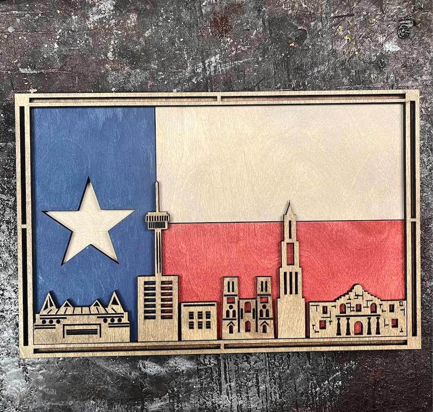 San Antonio Skyline - Texas Flag